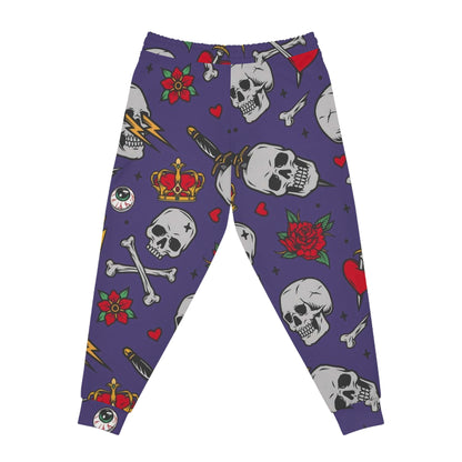 Skull & Rose Joggers — Gothic All-Over Print Athletic Pants