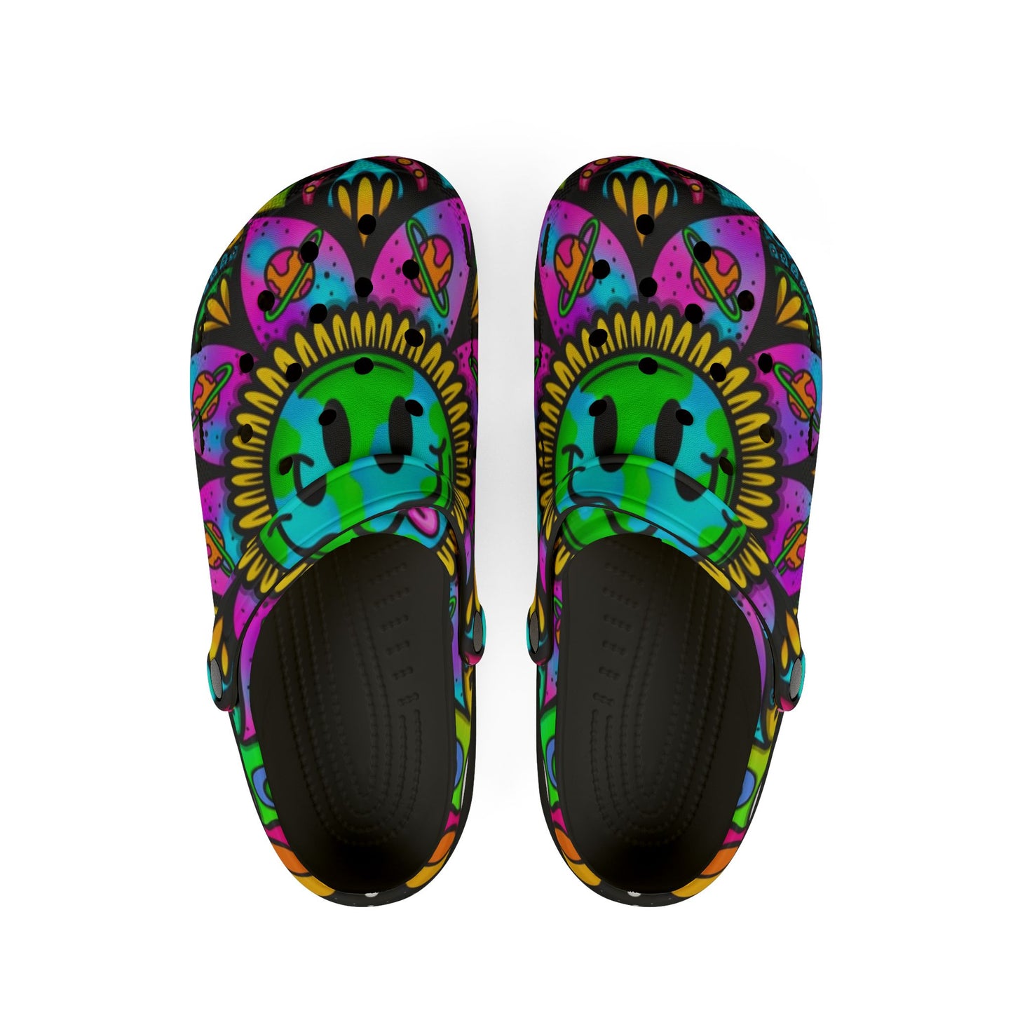 Trippy Vibes Sunflower Peace Sign Eva Foam Rubber Clogs