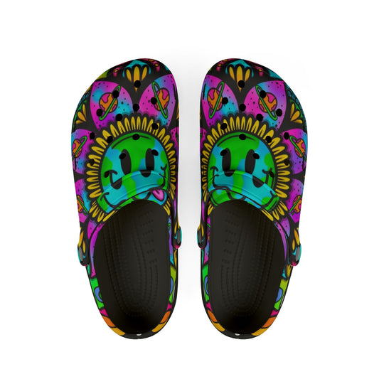 Trippy Vibes Sunflower Peace Sign Eva Foam Rubber Clogs