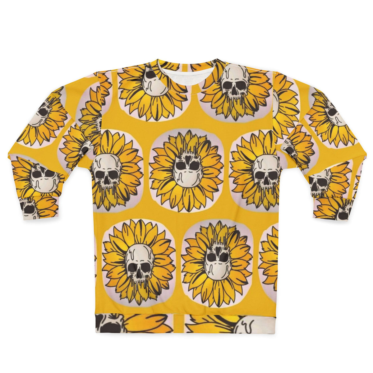 Sunflower Skull Sweatshirt, Trendy Streetwear, Fall Fashion, Unique Gift for Her, Casual Comfort, Perfect for Halloween
