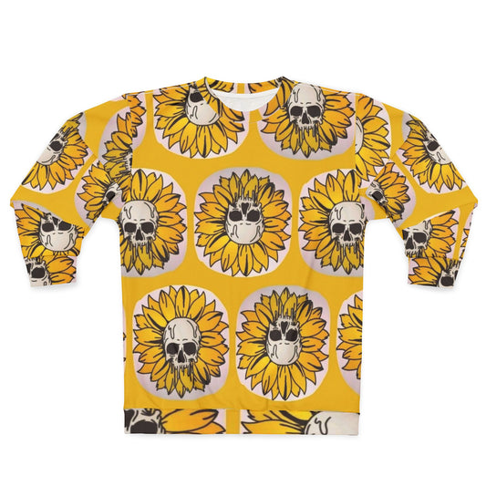 Sunflower Skull Sweatshirt, Trendy Streetwear, Fall Fashion, Unique Gift for Her, Casual Comfort, Perfect for Halloween