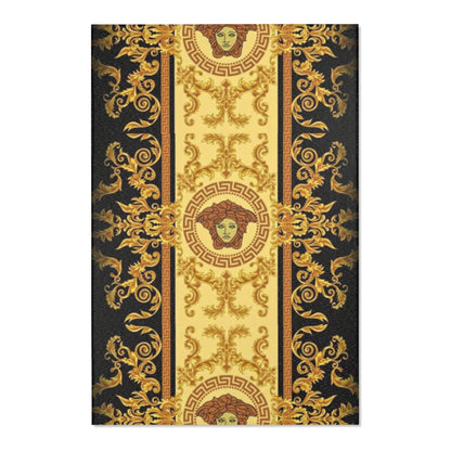 Baroque Medusa Area Rug — Ornate Gold & Black Decorative Floor Runner