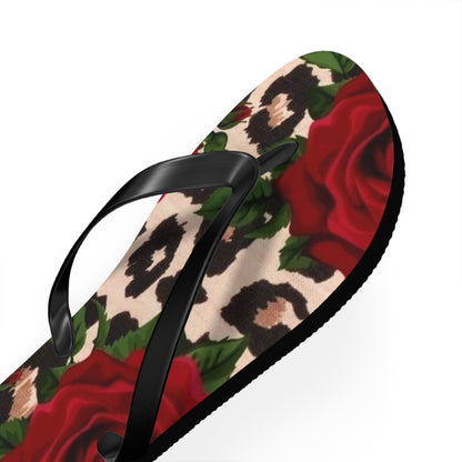 Rose Print Flip Flops - Stylish Summer Sandals for Beach & Casual Wear