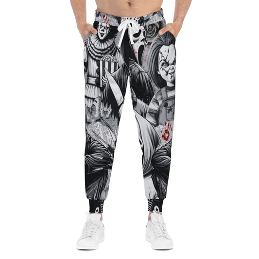 Horror Characters Joggers — All-Over Print Creepy Clown & Doll Sweatpants