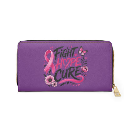 Zipper Wallet — "Fight Hope Cure" Pink Ribbon Breast Cancer Awareness Wallet