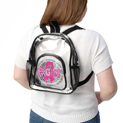 Clear Stadium Backpack — Pink Cancer Awareness “Fight” Design