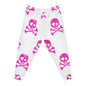 Pink Heart Skull Joggers — Women’s Athletic Sweatpants with Funky Skull & Crossbones Pattern