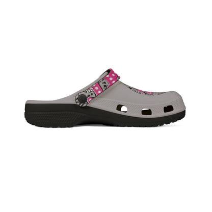 Pink Sugar Skull EVA Clogs — Floral Day of the Dead Foam Shoes