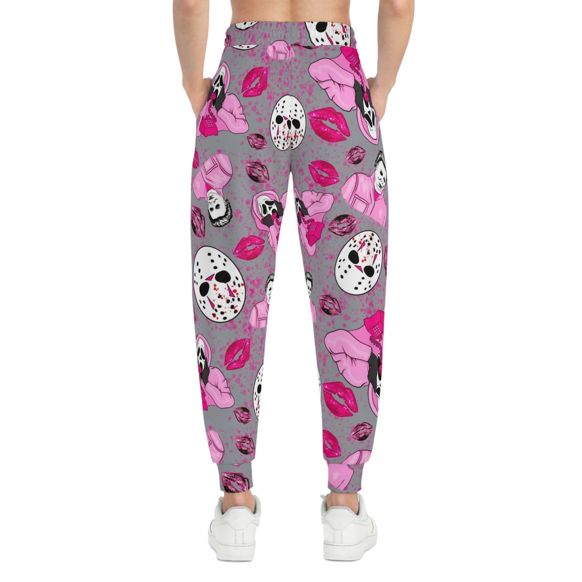 Pink Horror Pattern Jason & Lipstick Athletic Pants