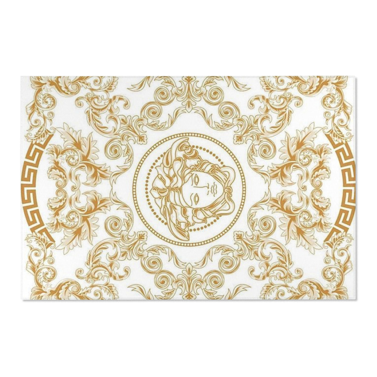 Baroque Medusa Area Rug – Gold Ornate Decorative Accent Rug