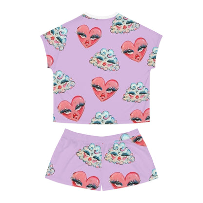 Fancy Hearts and Clouds Design Women’s Sleepwear Set