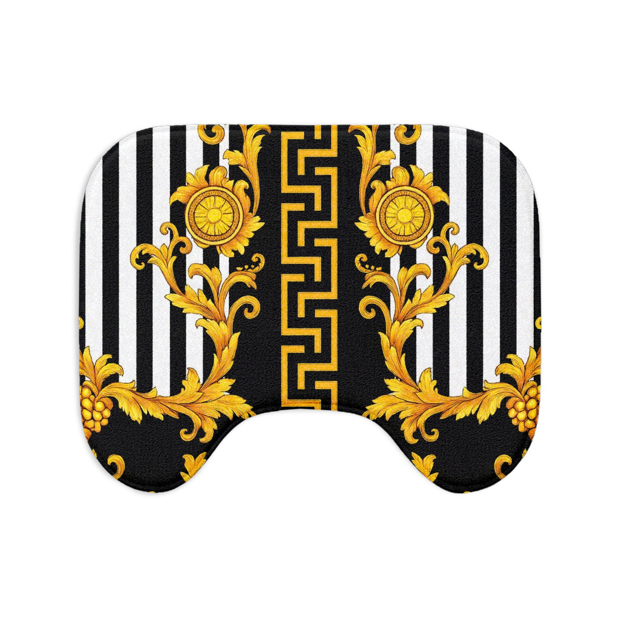 Baroque Gold Stripe Bath Mat Set — 3-Piece Luxury Bathroom Rugs