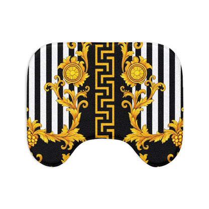 Baroque Gold Stripe Bath Mat Set — 3-Piece Luxury Bathroom Rugs
