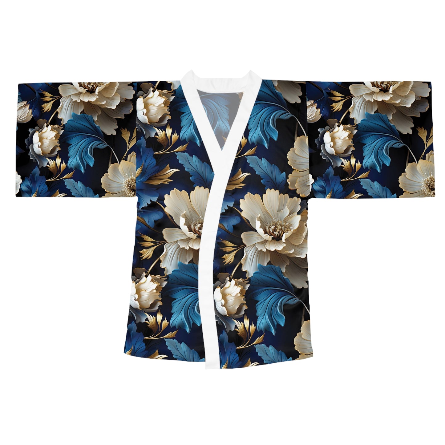 Elegant Floral Long Sleeve Kimono Robe - Perfect for Lounging or Special Occasions