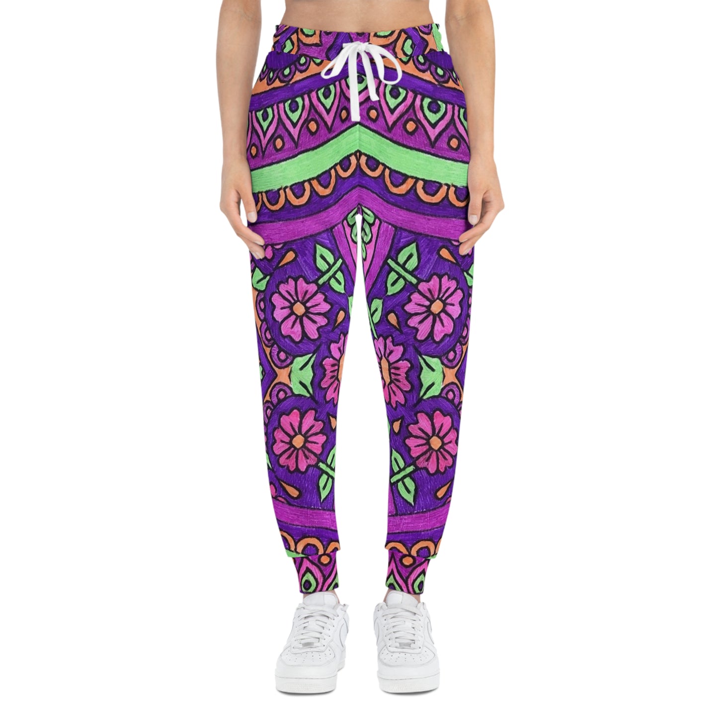 Purple Floral Mandala Joggers — Boho Athletic Sweatpants