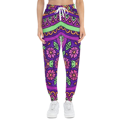 Purple Floral Mandala Joggers — Boho Athletic Sweatpants