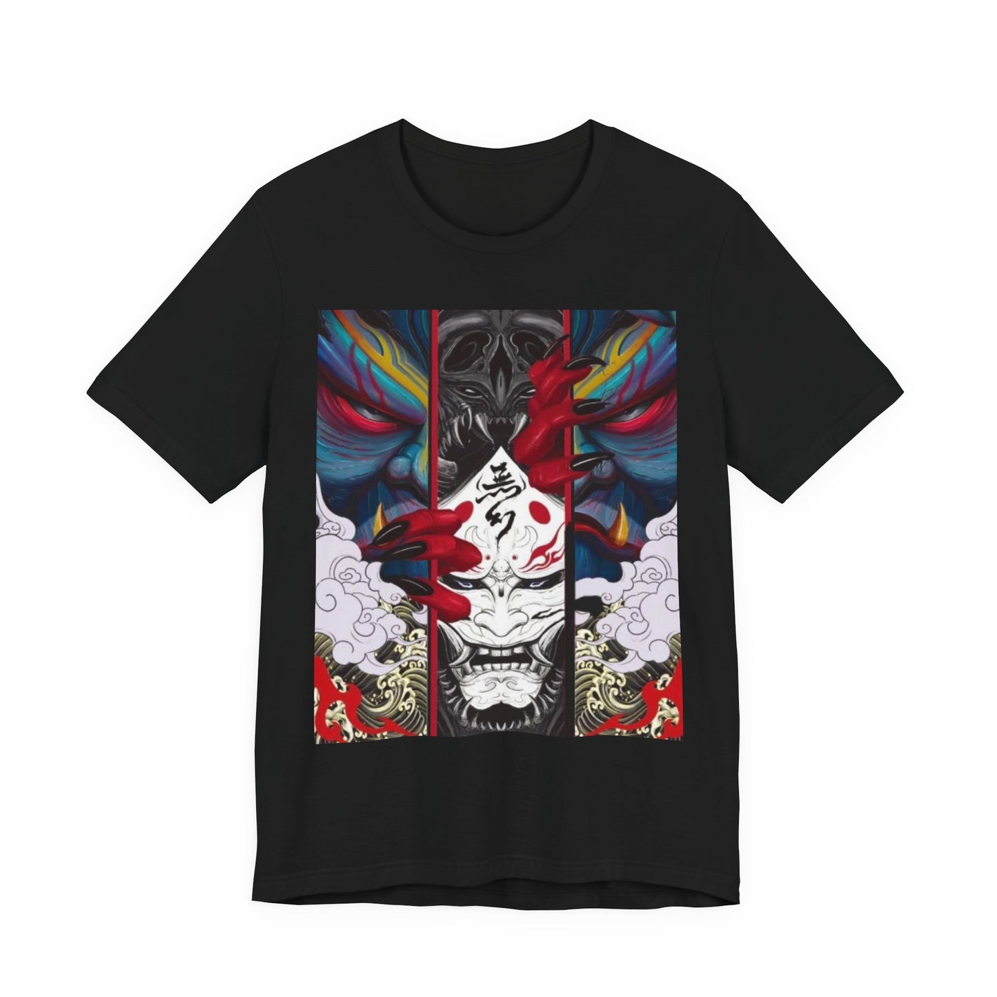 Demon Mask Graphic Tee — Japanese Oni Art T-Shirt