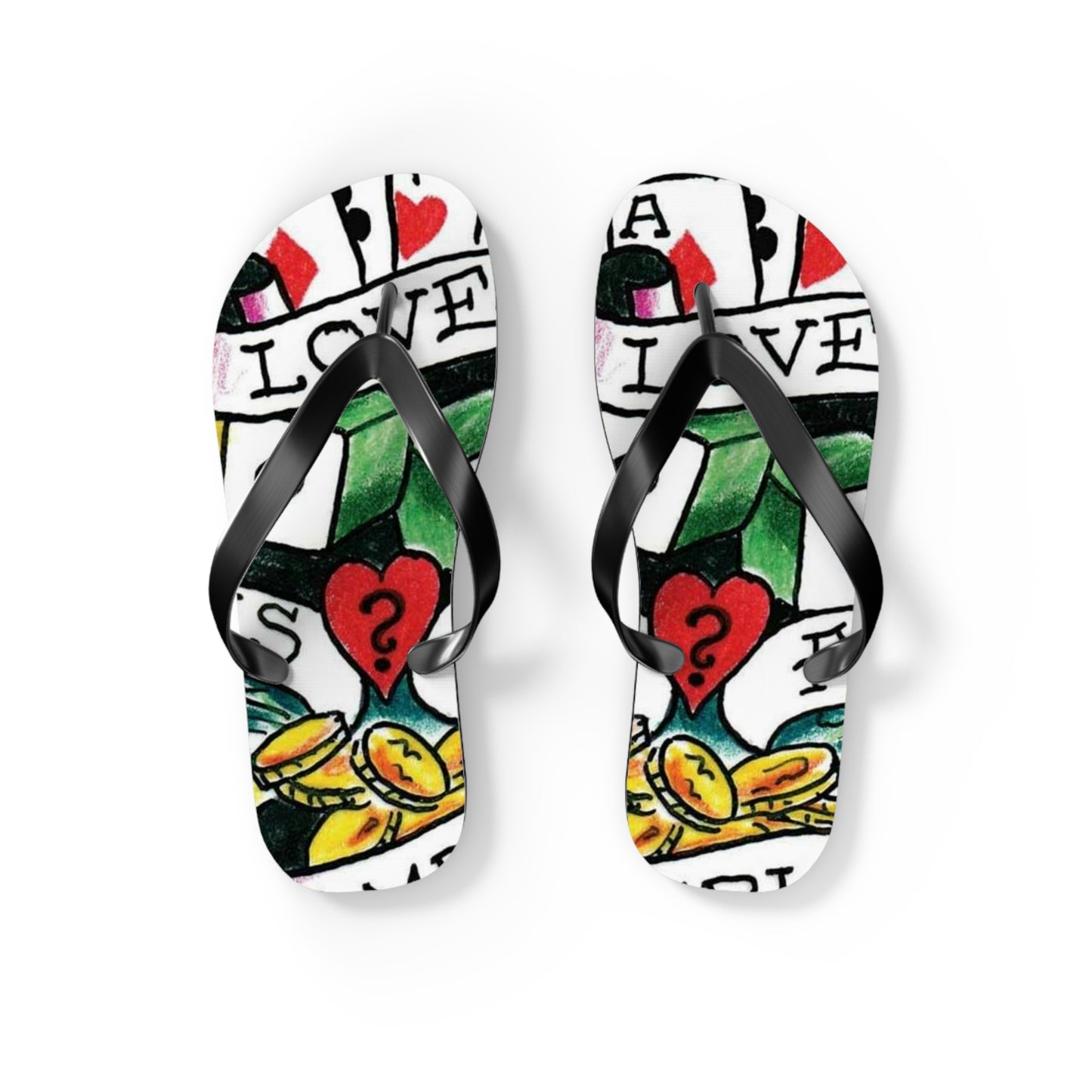 Love is a Gamble Flip Flops – Fun Summer Footwear with Playing Card Design