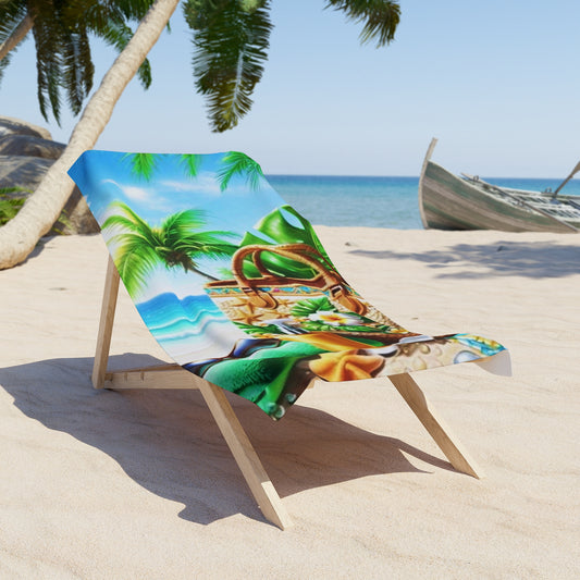 Tropical Paradise Beach Towel - Vibrant Summer Vibes with Palm Trees and Floral Design