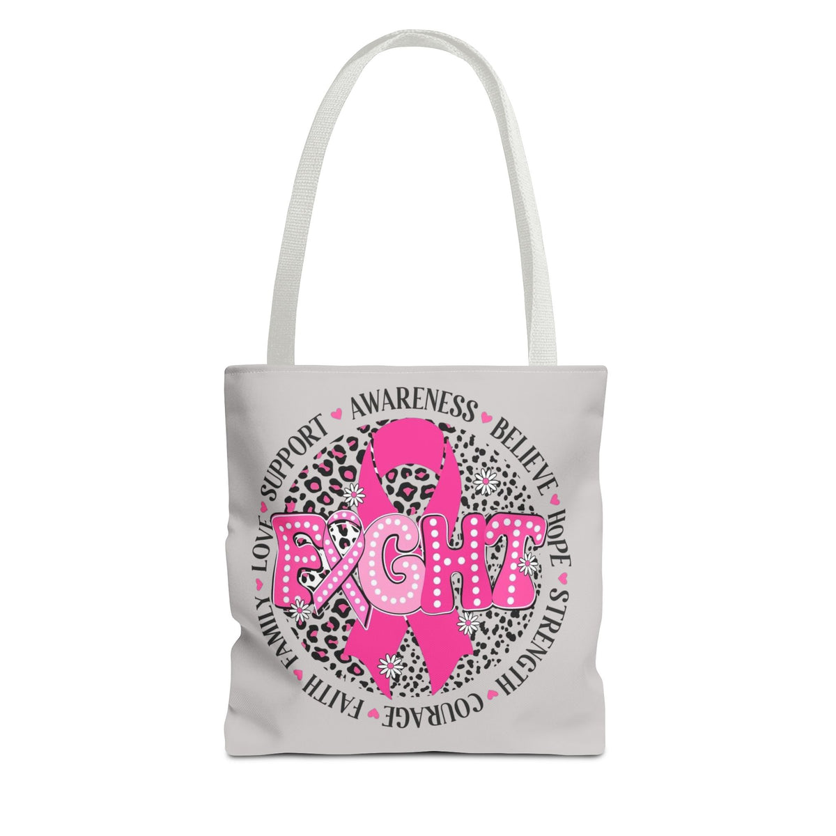 Breast Cancer Awareness "Fight" Pink Ribbon Tote Bag
