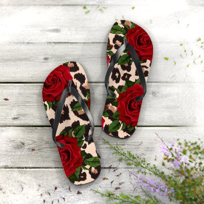 Rose Print Flip Flops - Stylish Summer Sandals for Beach & Casual Wear