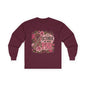 Breast Cancer Awareness Long Sleeve Tee — "In October We Wear Pink" Floral Ribbon
