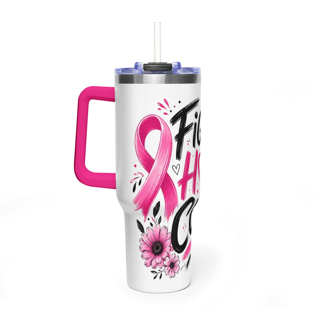 Tumbler - Fight Hope Cure 40oz Breast Cancer Awareness Vacuum Tumbler