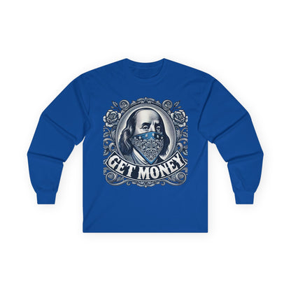 Get Money Long Sleeve Tee, Funny Graphic Shirt, Casual Wear, Gift for Hustlers, Unisex Apparel, Trendy Streetwear