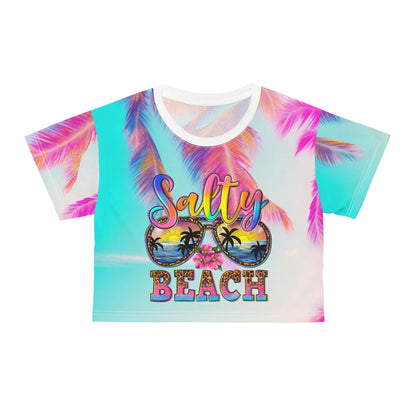 Tropical Vibes Crop Tee - Summer Beach Style with Palm Leaves