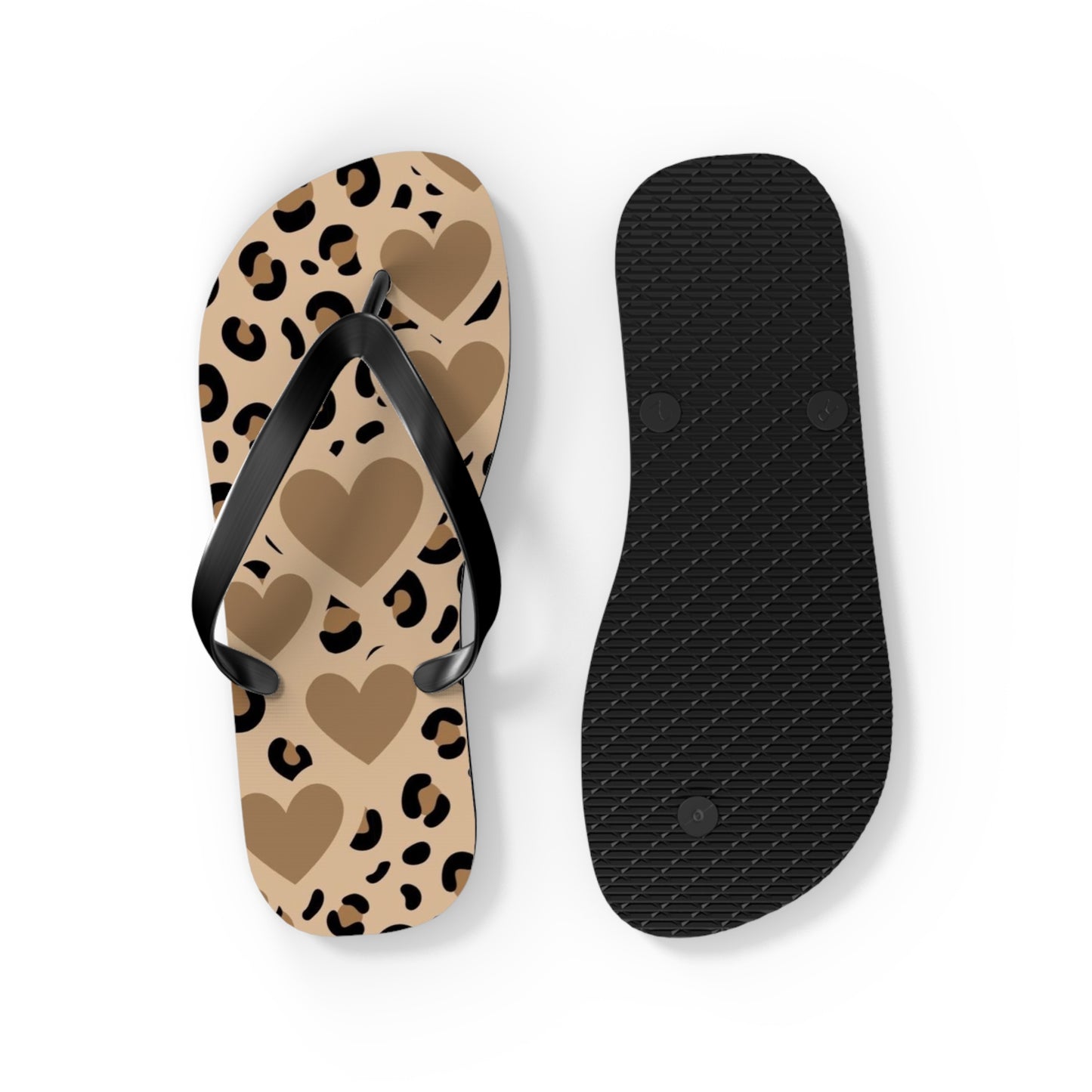 Leopard Print Heart Flip Flops – Trendy Summer Sandals for Beach and Casual Wear
