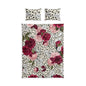 Floral Rose Duvet Cover Set — Pink & Burgundy Roses on Speckled Cream Cotton Bed Set