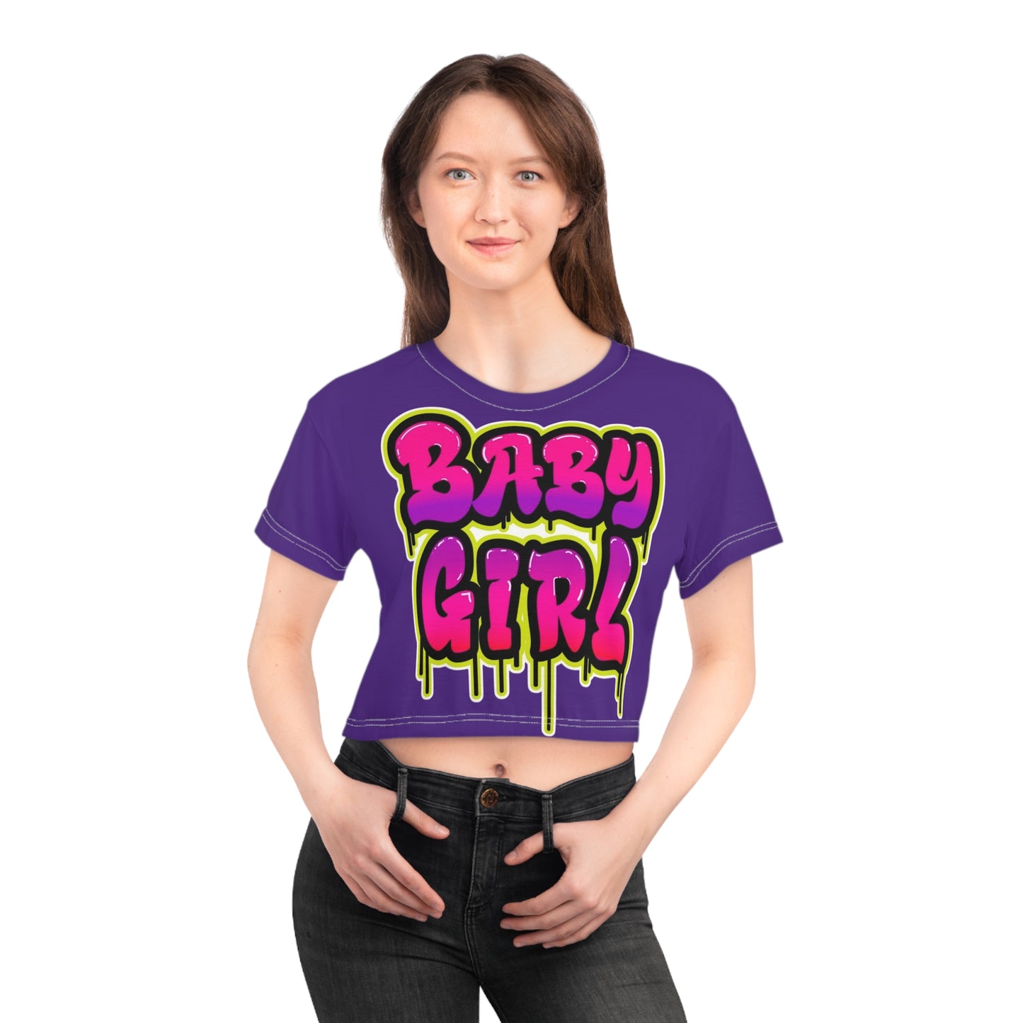 Baby Girl Graphic Crop Tee, Trendy Baby Tee, Gift for New Parents, Baby Shower Outfit, Cute Summer Top