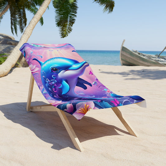 Dolphin and Butterflies Whimsical Fantasy Heavyweight Xl Beach Towel