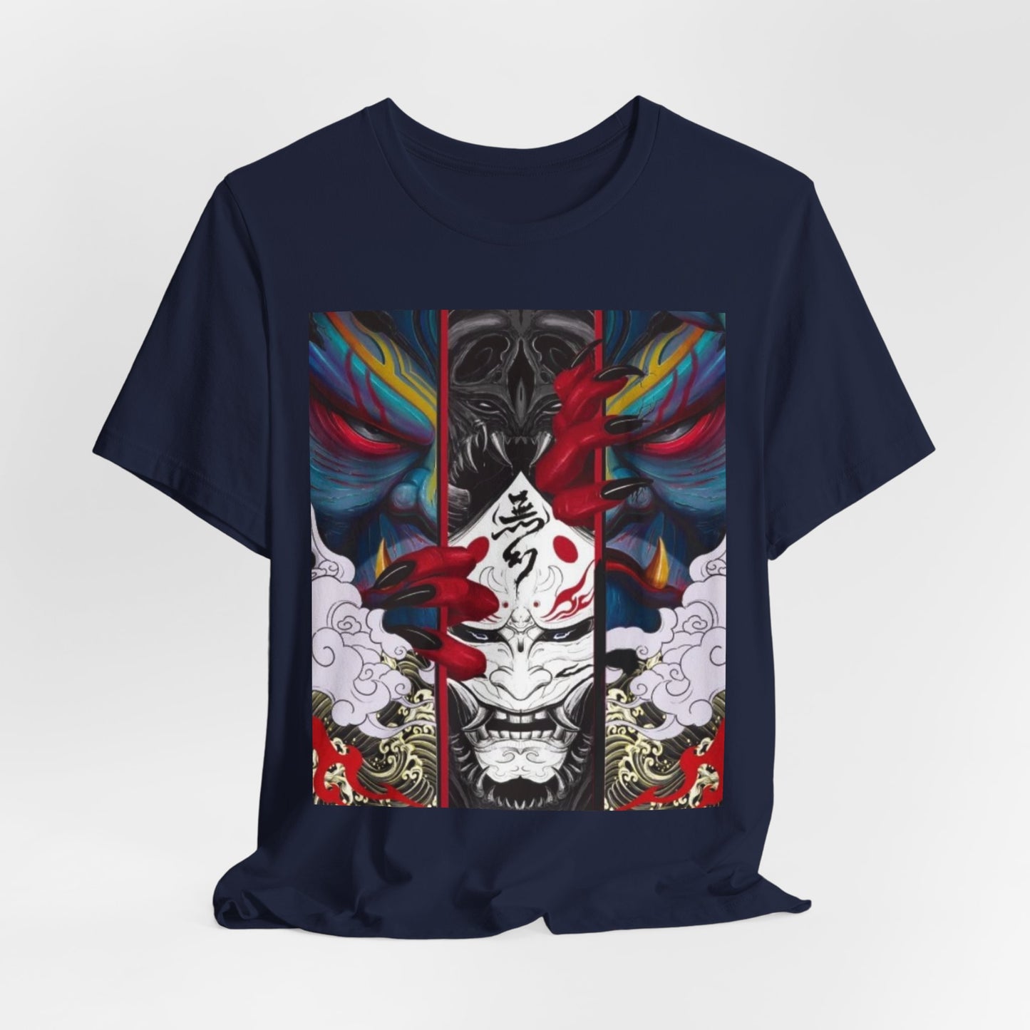 Demon Mask Graphic Tee — Japanese Oni Art T-Shirt