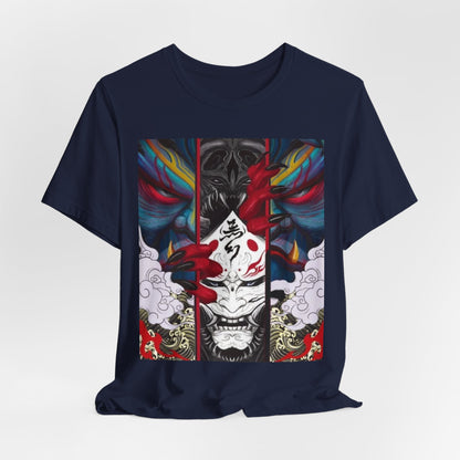 Demon Mask Graphic Tee — Japanese Oni Art T-Shirt