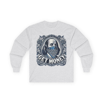 Get Money Long Sleeve Tee, Funny Graphic Shirt, Casual Wear, Gift for Hustlers, Unisex Apparel, Trendy Streetwear