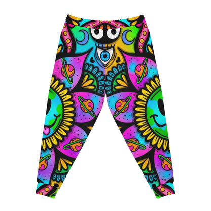 Colorful Mandala Athletic Joggers, Lounge Pants, Psychedelic Joggers, Festival Wear, Yoga Pants