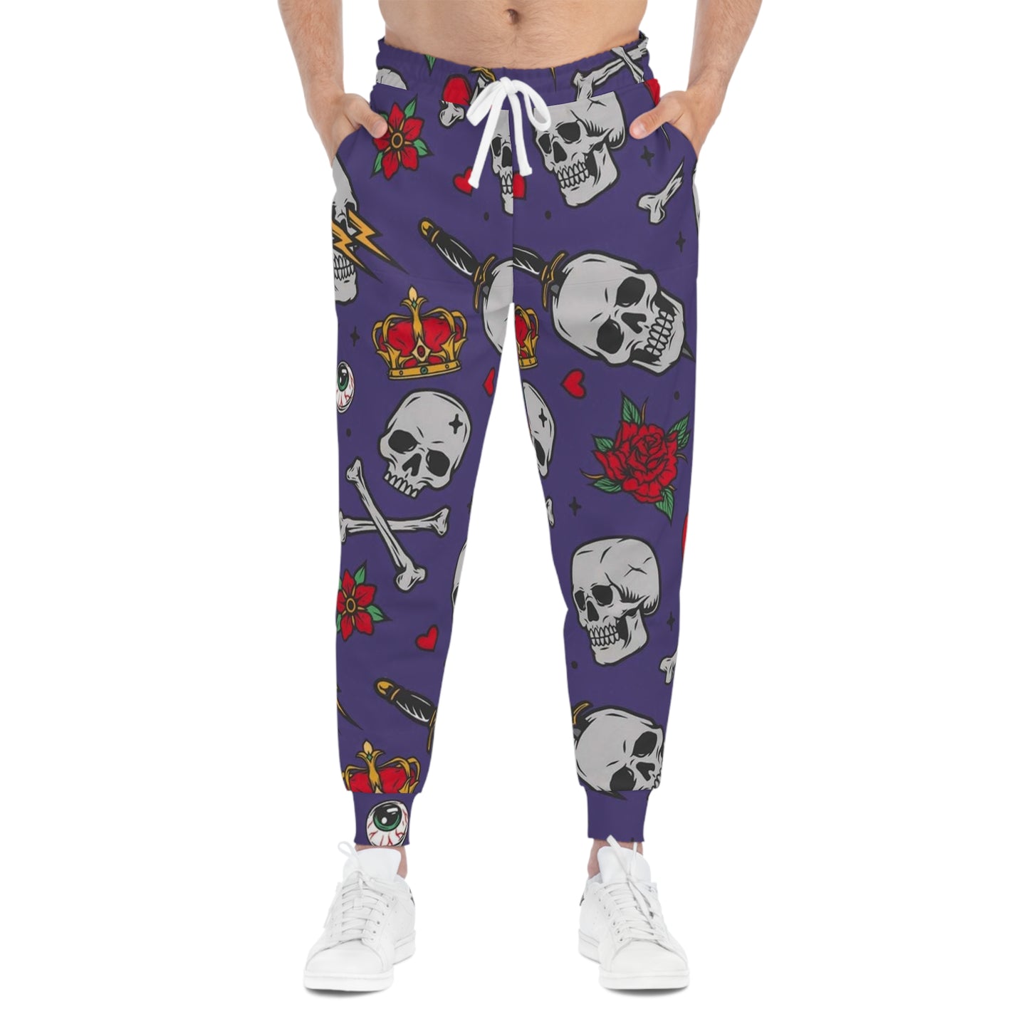 Skull & Rose Joggers — Gothic All-Over Print Athletic Pants
