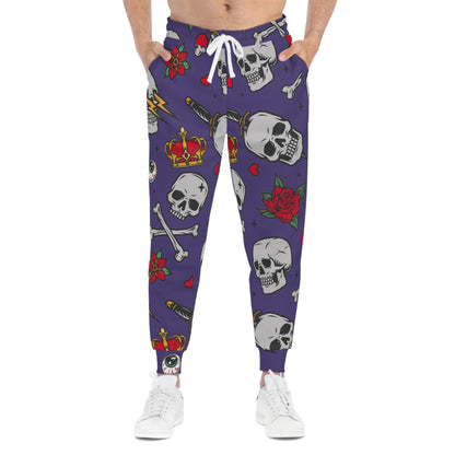 Skull & Rose Joggers — Gothic All-Over Print Athletic Pants