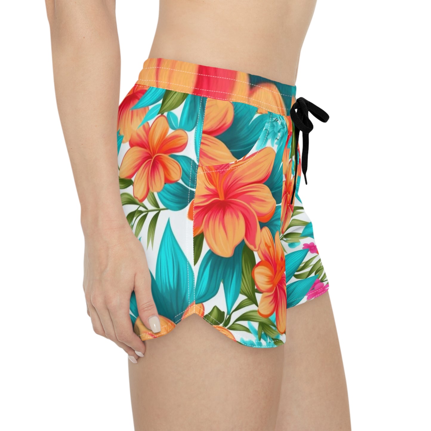 Tropical Floral Women's Casual Shorts - Vibrant Summer Vibe for Beach Days & Vacations