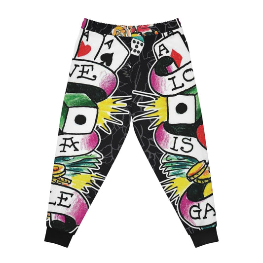 Colorful Tattoo-Style Joggers — Love Is A Gamble Athletic Pants