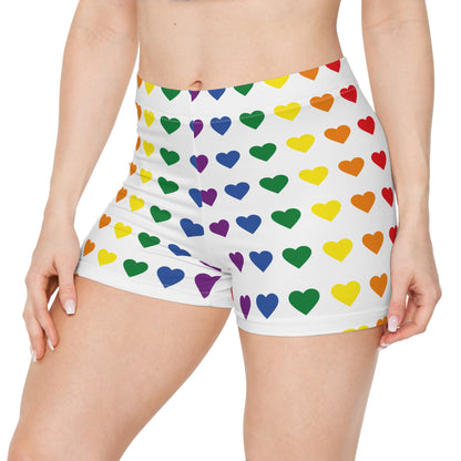 Colorful Heart Print Women's Shorts - Fun & Playful Summer Beachwear