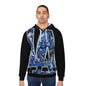 Blue Chicano-Style Graphic Hoodie — Bold Letter Art Pullover