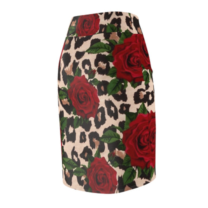 Cheetah Rose Pencil Skirt