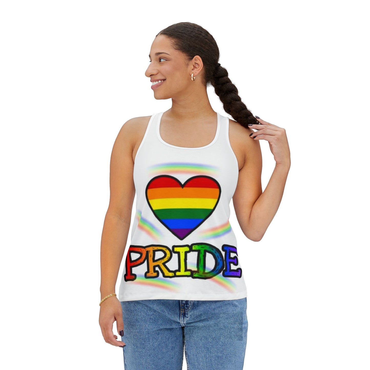 Pride Rainbow Heart Women's Sleeveless Shirt for LGBTQ+ Support