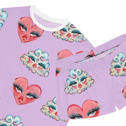 Fancy Hearts and Clouds Design Women’s Sleepwear Set
