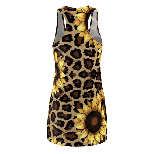 Sunflower Leopard Racerback Dress — Floral Animal Print AOP
