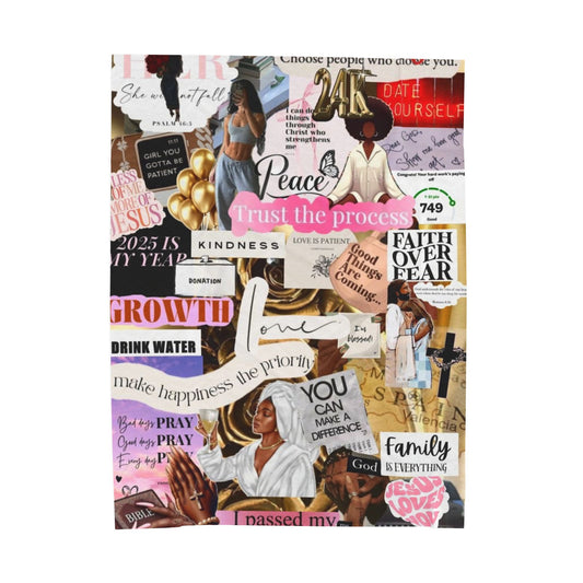 Inspirational Collage Velveteen Plush Blanket — "Trust the Process" Motivational Throw