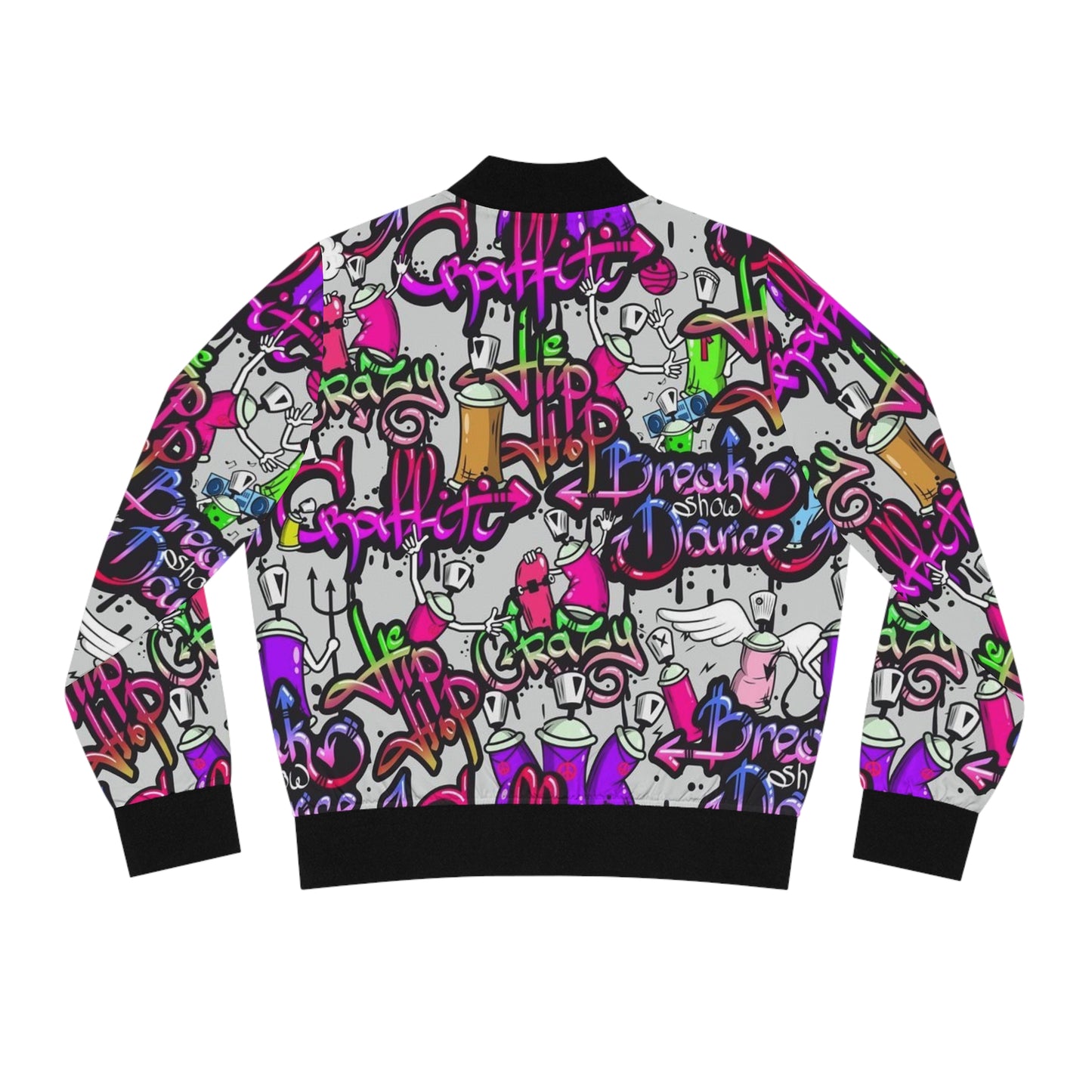 Vibrant Women's Bomber Jacket, Trendy Streetwear, Graffiti Art Jacket, Hip Hop Fashion, Unique Gift for Her
