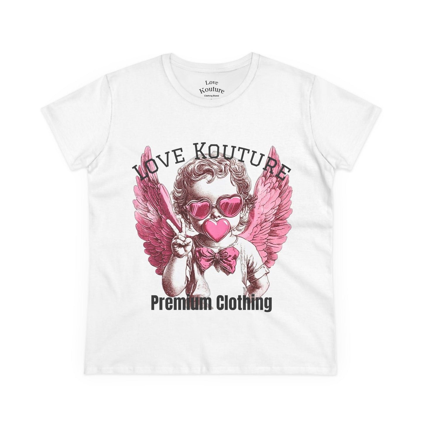 Angel Heart Women's Cotton Tee, Cute Graphic Tee for Cupid Lovers, Valentine's Day Shirt, Casual Wear, Gift for Her